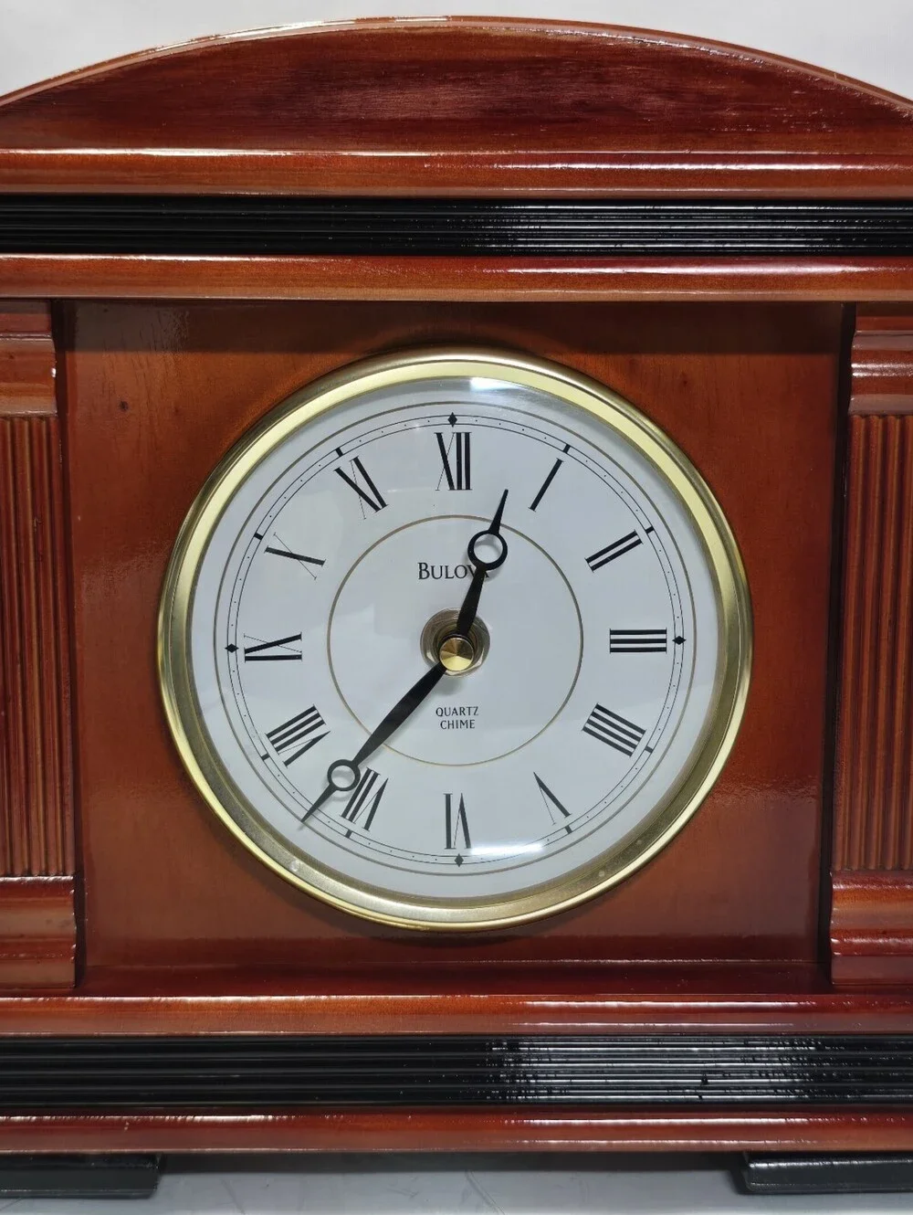 Bulova Quartz Westminster Chime Mantel Clock Wood Case Tested Working Vintage